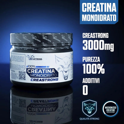 Creatine Monohydrated Creatine 3000Mg Creastrong Pure, Creatine Powder without Additives for Pre, Intra, Post Workout, Alternative to Creatine Capsules and Tablets, Creatine Vitastrong 250G Soluble and Certified